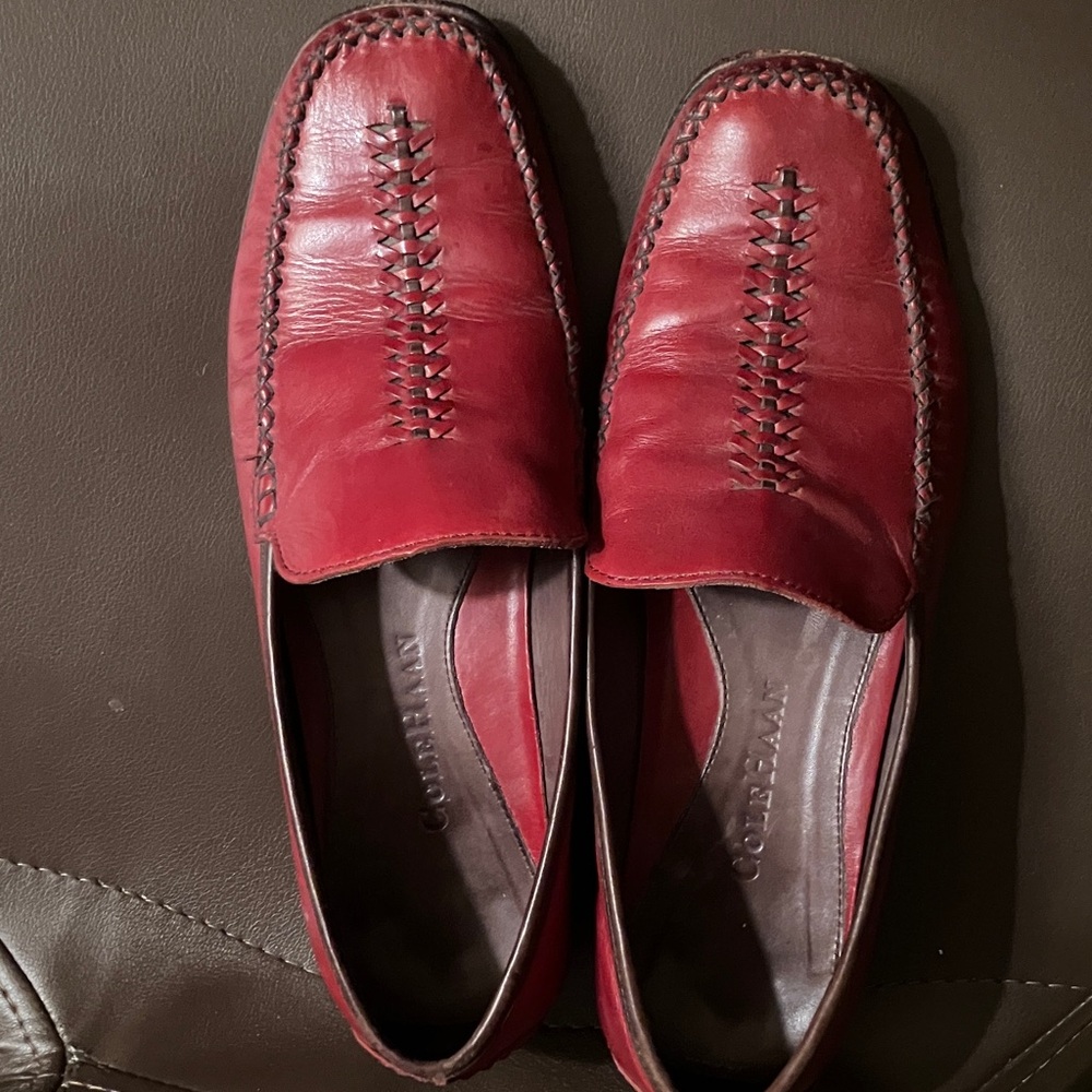 Comfortiva Men's Red Leather Slip-On Loafers